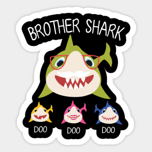 Sharks Swimming Together Happy Father Day Brother Shark Doo Doo Doo Sister Cousin Sticker